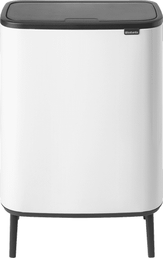 Brabantia Bo Touch Bin Hi Trash Can 60L with Plastic Inner Bucket - White