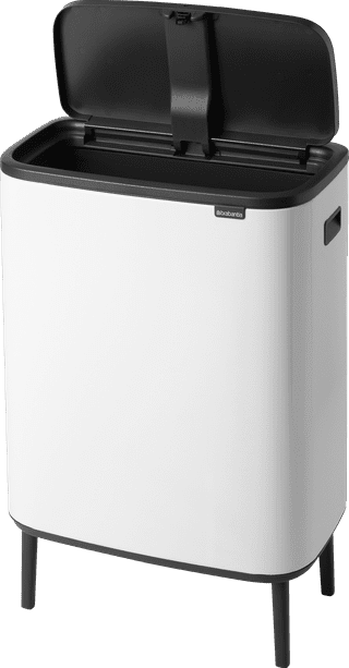 Brabantia Bo Touch Bin Hi Trash Can 60L with Plastic Inner Bucket - White
