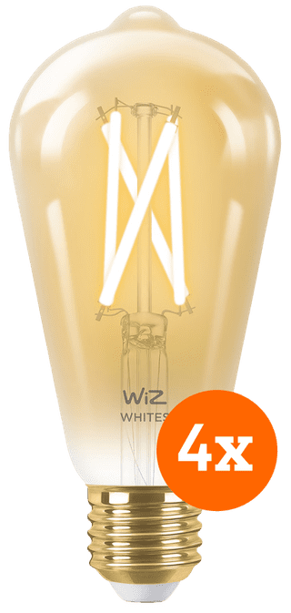 WiZ Smart Filament lamp Edison 4-pack - Warm tot Koelwit Licht - E27
