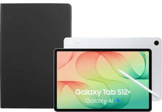 Samsung Galaxy Tab S12 Plus 12,6 inch 256GB Wifi Zilver + BlueBuilt Book Case Zwart