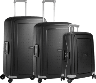 Samsonite S'Cure Spinner 75cm + 69cm + 55cm Black Suitcase Set
