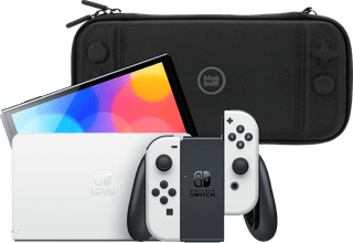Nintendo Switch OLED White + BlueBuilt Protective Cover