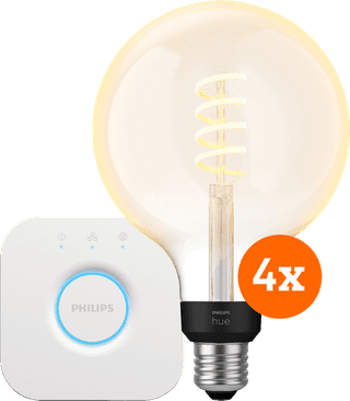 Philips Hue Filament White Ambiance Globe XL 4-pack + Bridge