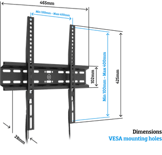 BlueBuilt Fixed Wall Mount 32 - 50 inches Black