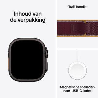 Apple Watch Ultra 4 Cellular 49mm Zwart Trail Band M/L