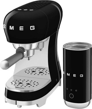 SMEG ECF12BLEU Zwart + melkopschuimer