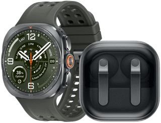 Samsung Galaxy Watch Ultra 2 5G Titanium Zilver/Groen 47mm +Samsung Galaxy Buds4 Pro Zwart