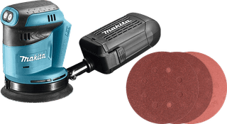 Makita DBO180ZJ (zonder accu) + Bosch Schuurschijf 125 mm K80, K120, K240 (25x)