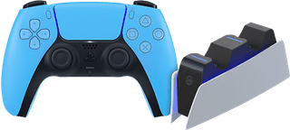 Sony PlayStation 5 DualSense Draadloze Controller Starlight Blue + BlueBuilt oplaadstation