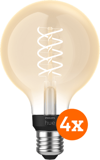 Philips Hue Filament Light White Globe E27 4-pack