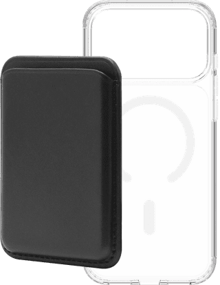 BlueBuilt MagSafe Hoesje iPhone 18 Pro Max Transparant + Kaarthouder Leer Zwart
