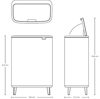 Brabantia Bo Touch Bin Hi Waste Bin 60 liters Matte Steel Fingerprint Proof
