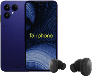 Fairphone 6+ 256GB Blauw 5G + Fairbuds Wireless Zwart
