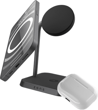 Zens 2-in-1 MagSafe en Qi2 Draadloze Oplader 15W met Standaard Zwart