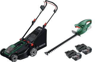 Bosch Rotak 18V2-43 + Bosch EasyHedgeCut 18-45 Li + Bosch Starterset 18V 4,0 Ah (2x)