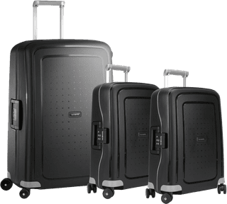 Samsonite S'Cure Spinner 75cm + 55cm + 55cm Black Suitcase Set