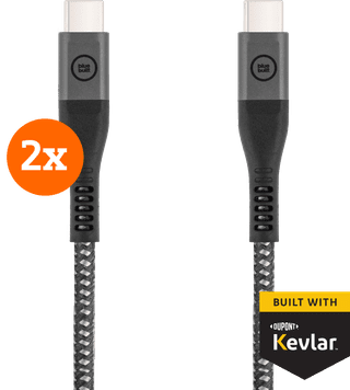 BlueBuilt USB-C to USB-C Cable 1.5m Kevlar Black Duo Pack