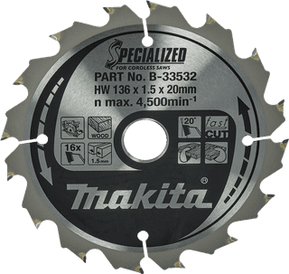 Makita Cirkelzaagblad Hout Specialized 136x20x1,5 16T