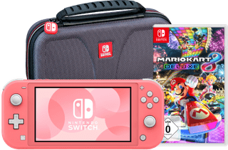 Nintendo Switch Lite Koralle + Mario Kart 8 Deluxe + Schutzhülle