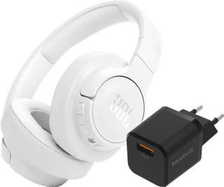 JBL Tune 770NC Wit + BlueBuilt Quick Charge Oplader met Usb A Poort 18W Zwart