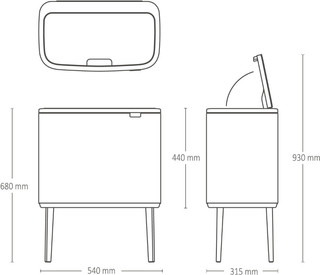 Brabantia Bo Touch Bin Prullenbak 3 x 11 liter Matt Steel Fingerprint Proof