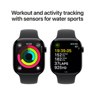 Apple Watch Series 10 46mm Zwart Sportband M/L