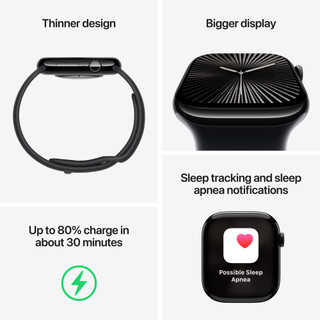 Apple Watch Series 10 42mm Zilver Sportband M/L