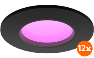 Philips Hue Recessed Spot Light Slim 12-pack - White and Color - 90mm - Black
