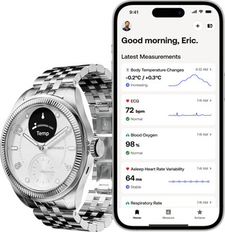 Withings ScanWatch Nova Brilliant Titanium Zilver 39mm