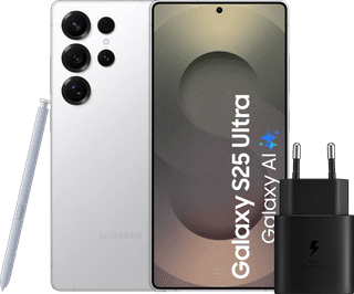 Samsung Galaxy S25 Ultra 1TB Wit 5G + Samsung Oplader 25 Watt Zwart