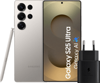 Samsung Galaxy S25 Ultra 512GB Grijs 5G + Samsung Oplader 25 Watt Zwart