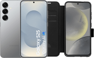 Samsung Galaxy S25 512GB Zilver 5G + BlueBuilt Book Case Zwart