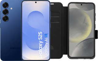 Samsung Galaxy S25 512GB Donkerblauw 5G + BlueBuilt Book Case Zwart