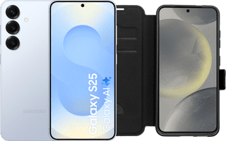 Samsung Galaxy S25 256GB Light Blue 5G + BlueBuilt Book Case Black