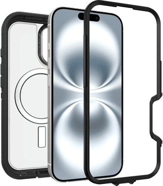 OtterBox Defender XT iPhone 16 Back Cover with MagSafe Magnet Transparent with Black Belt