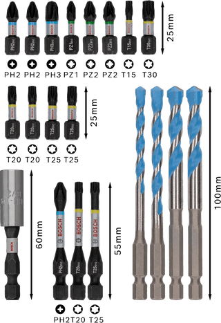 Bosch Professional 20-piece PRO Impact Mixed Set