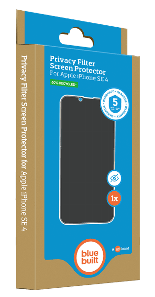 BlueBuilt Back Cover iPhone 17e/16e Transparent + Privacy Filter Screen Protector Glass Duo Pack