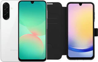 Samsung Galaxy A26 128GB Wit 5G + BlueBuilt Book Case Zwart