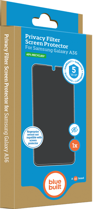 BlueBuilt Protective Cover Samsung Galaxy A36 Transparant + Privacy Protector Duo Pack