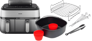 Philips 5000 Series Dual Basket NA555/00 + Double Layer Cooking Set + Master Baking Set