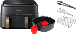 Philips 3000 series Dual Basket NA352/00 + Dubbellaagse kookset + Bakmeesterset