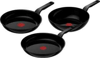 Tefal Renew Black Keramische Koekenpannenset 24 +  28 cm + Wokpan 28 cm