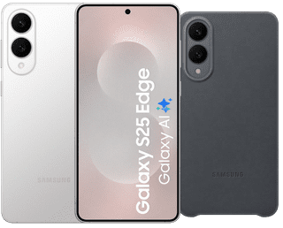 Samsung Galaxy S25 Edge 512GB Silver 5G + Samsung Kindsuit Back Cover Black