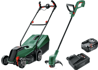 Bosch CityMower 18V-32 + Bosch Easygrasscut 18 (zonder accu) + Bosch Starterset 18V 4,0 Ah