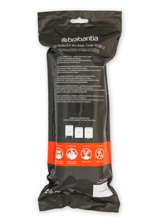 Brabantia Bo Pedal Bin 60L White + Trash Bags (120 units)