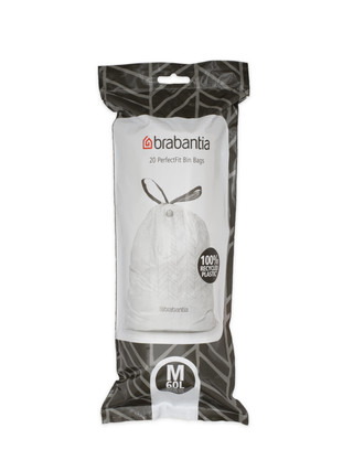 Brabantia Bo Pedal Bin 60L White + Trash Bags (120 units)