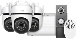 TP-Link Tapo C530WS 3-Pack + H500 Smart HomeBase + D235 Smart Battery & Wired Doorbell