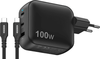 Sitecom 100W GaN Power Delivery Wandoplader + Sitecom USB-C naar USB-C Kabel 2m