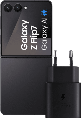 Samsung Galaxy Z Flip 7 256GB Zwart 5G + Samsung Oplader 25 Watt Zwart