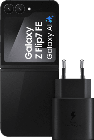 Samsung Galaxy Z Flip 7 FE 256GB Zwart 5G + Samsung Oplader 25 Watt Zwart